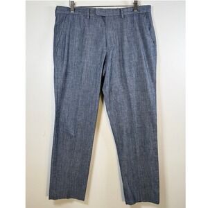 J.Crew Bowery Slim Fit Dress Pants Mens Fits 34x28 Blue Cone Denim Chambray